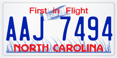 NC license plate AAJ7494