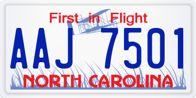NC license plate AAJ7501