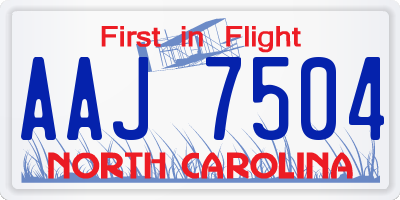 NC license plate AAJ7504