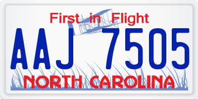 NC license plate AAJ7505