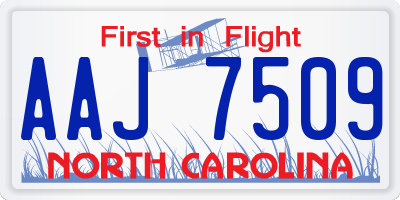 NC license plate AAJ7509