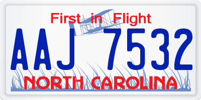 NC license plate AAJ7532