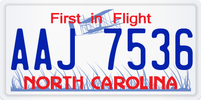 NC license plate AAJ7536