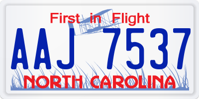 NC license plate AAJ7537