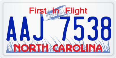 NC license plate AAJ7538