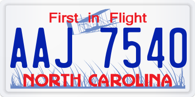NC license plate AAJ7540