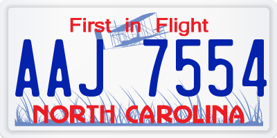 NC license plate AAJ7554