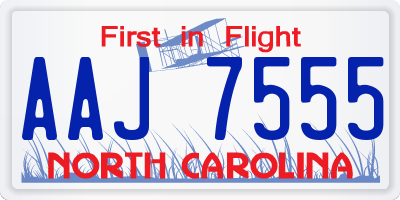 NC license plate AAJ7555