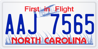 NC license plate AAJ7565