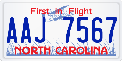 NC license plate AAJ7567
