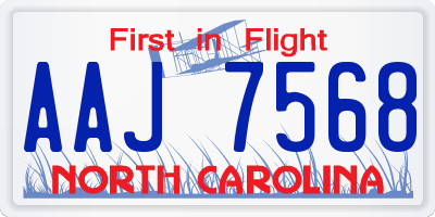 NC license plate AAJ7568