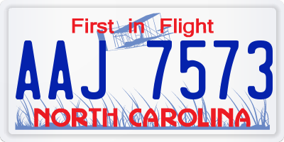 NC license plate AAJ7573