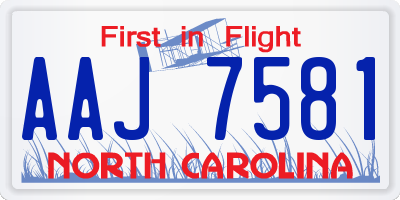 NC license plate AAJ7581