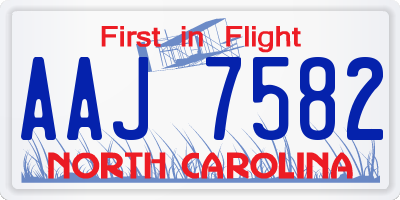 NC license plate AAJ7582