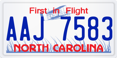 NC license plate AAJ7583