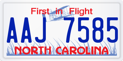 NC license plate AAJ7585