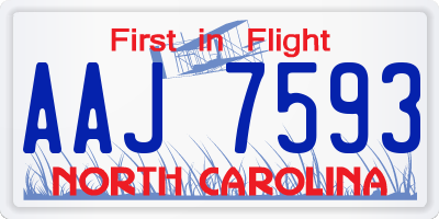 NC license plate AAJ7593