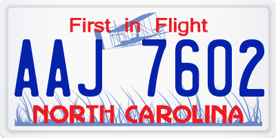 NC license plate AAJ7602