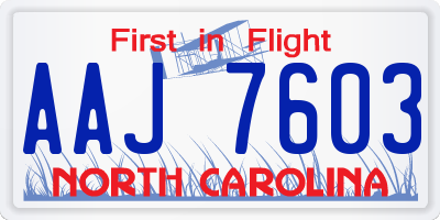 NC license plate AAJ7603