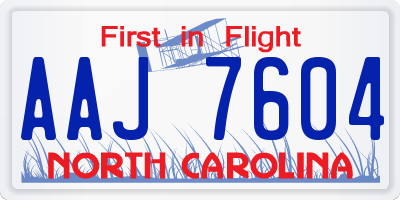 NC license plate AAJ7604