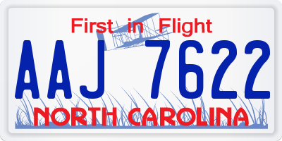 NC license plate AAJ7622