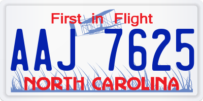 NC license plate AAJ7625