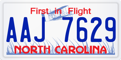 NC license plate AAJ7629