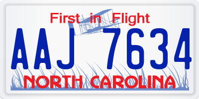 NC license plate AAJ7634