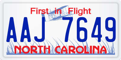 NC license plate AAJ7649
