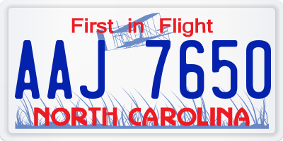 NC license plate AAJ7650