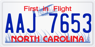 NC license plate AAJ7653