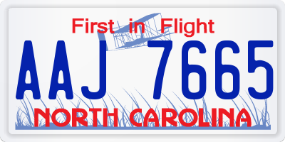 NC license plate AAJ7665