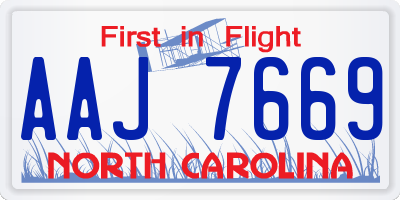 NC license plate AAJ7669