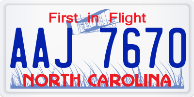 NC license plate AAJ7670
