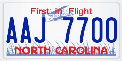 NC license plate AAJ7700