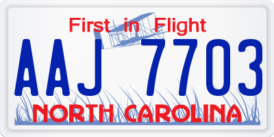 NC license plate AAJ7703