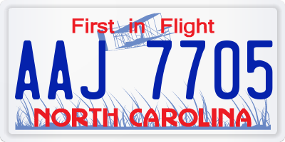 NC license plate AAJ7705