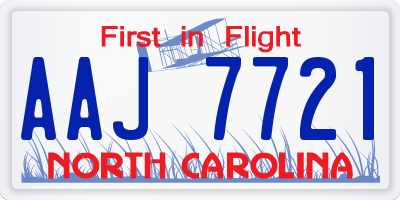 NC license plate AAJ7721