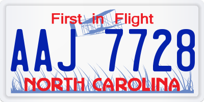 NC license plate AAJ7728
