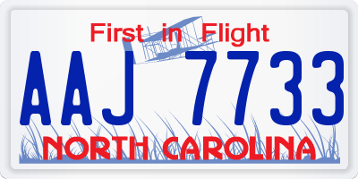 NC license plate AAJ7733