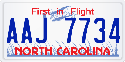 NC license plate AAJ7734