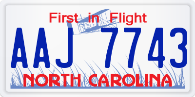 NC license plate AAJ7743