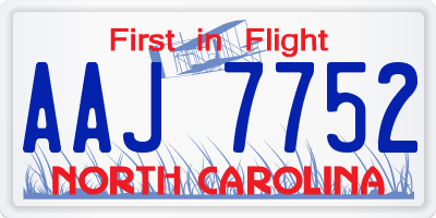 NC license plate AAJ7752