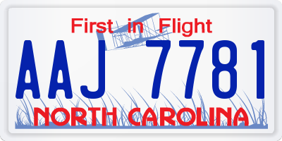 NC license plate AAJ7781