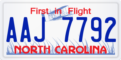 NC license plate AAJ7792