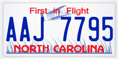 NC license plate AAJ7795