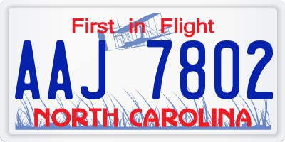 NC license plate AAJ7802