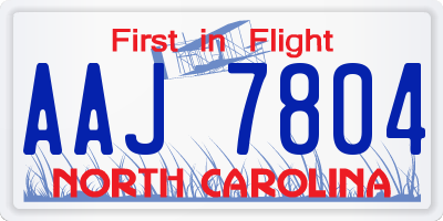 NC license plate AAJ7804