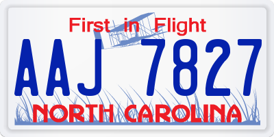 NC license plate AAJ7827