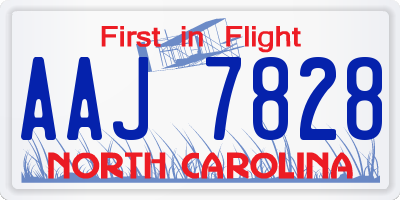 NC license plate AAJ7828